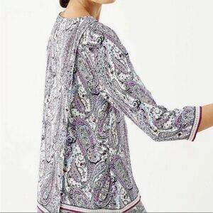 J Jill Adara Violet Paisley Wrapped-Back Top sz M